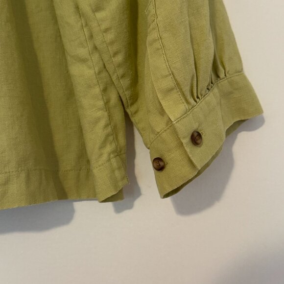 EVERLANE Linen Billow Blouse Olive Green - Picture 5 of 7